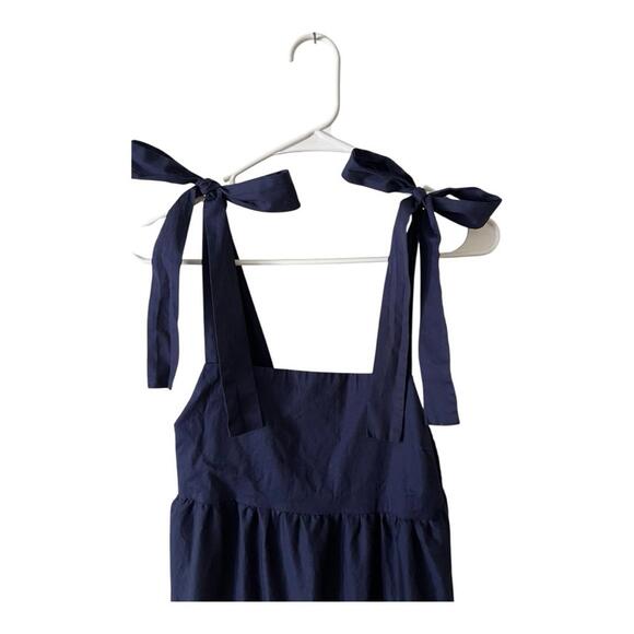 EUC Jason Wu Tiered Embroidered Eyelet Maxi Dress Shoulder Bow Ties Navy XS - Picture 3 of 8